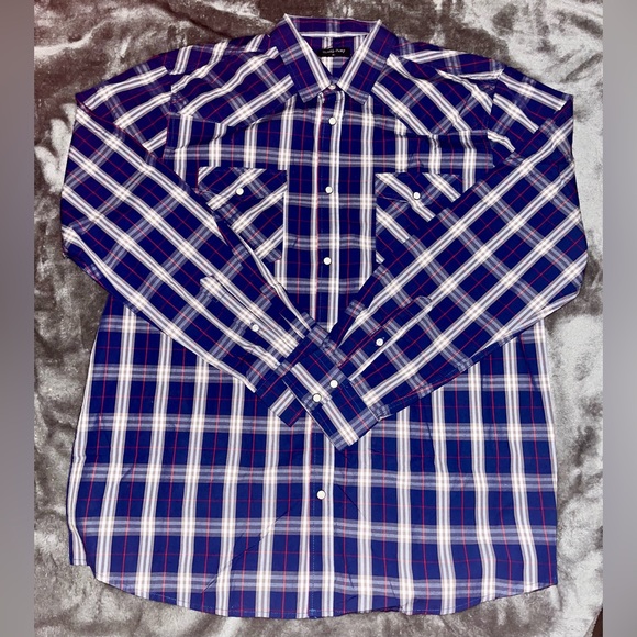 Double Pump Mens Long Sleeve Casual Button Down Pearl Snap Shirt Size XL - Picture 1 of 3